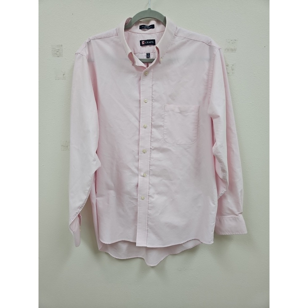 Chaps Oxford Button Down Shirt Long Sleeve Mens Large 16 - 16 1/2 Pink 34/35